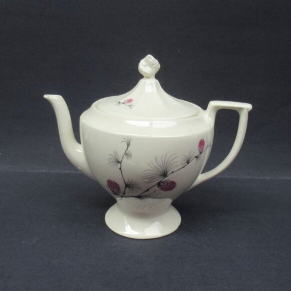 Canonsburg Pottery PINK PINE WILD CLOVER 4 Cup Teapot with Lid - Picture 1 of 5